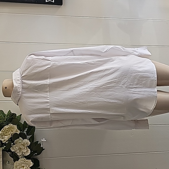 NY Collection Women's White Plus Size Collared Longsleeve Shirt 2X - Picture 6 of 7